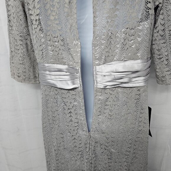 NWT Ever Pretty Dress Floral Lace Gray Satin Maxi Whimsigoth  12 - Picture 11 of 15
